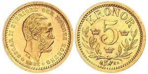 5 Krone Suède Or Oscar II de Suède (1829-1907)