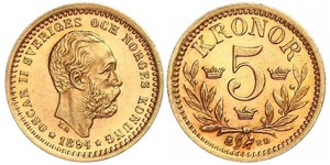 5 Krone Suède Or Oscar II de Suède (1829-1907)