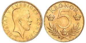 5 Krone Suecia Oro Gustavo V de Suecia (1858 - 1950)