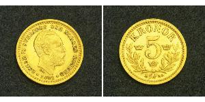 5 Krone Suecia Oro Óscar II de Suecia (1829-1907)