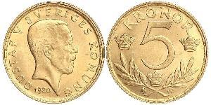 5 Krone Svezia Oro Gustavo V di Svezia (1858 - 1950)
