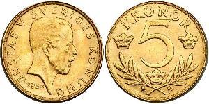 5 Krone Svezia Oro Gustavo V di Svezia (1858 - 1950)