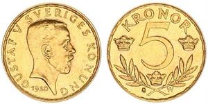 5 Krone Svezia Oro Gustavo V di Svezia (1858 - 1950)