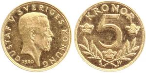 5 Krone Svezia Oro Gustavo V di Svezia (1858 - 1950)