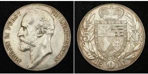 5 Krone Liechtenstein (1719 - ) Plata Johann II, Prince of Liechtenstein (1840-1929)