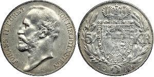 5 Krone Liechtenstein (1719 - ) Silver Johann II, Prince of Liechtenstein (1840-1929)