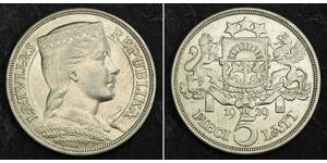 5 Lats Letonia (1991 - ) Plata 