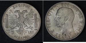 5 Lek Albanian Kingdom (1939-1943) Silber Viktor Emanuel III. (Italien) (1869 - 1947)