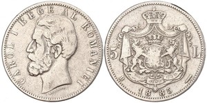 5 Leu Royaume de Roumanie (1881-1947) Argent Charles Ier de Roumanie (1839 - 1914)