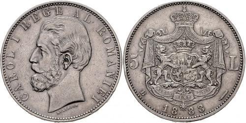 5 Leu Regno di Romania (1881-1947) Argento Carlo I di Romania (1839 - 1914)