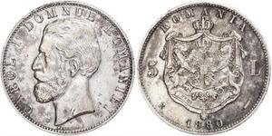 5 Leu Romania Argento Carlo I di Romania (1839 - 1914)