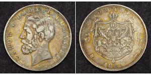 5 Leu Rumänien Silber Karl I. (Rumänien) (1839 - 1914)