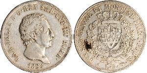 5 Lira Italian city-states Argent Charles-Félix de Savoie