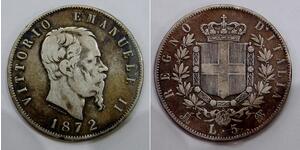 5 Lira Kingdom of Italy (1861-1946) Argent Victor Emmanuel II of Italy (1820 - 1878)