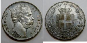 5 Lira Kingdom of Italy (1861-1946) Argent Umberto I (1844-1900)