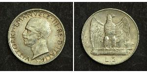 5 Lira Kingdom of Italy (1861-1946) Argent Victor-Emmanuel III d