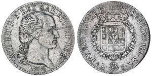5 Lira Royaume de Sardaigne (1324 - 1861) Argent Victor-Emmanuel Ier de Sardaigne