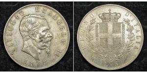 5 Lira Kingdom of Italy (1861-1946) Argento Victor Emmanuel II of Italy (1820 - 1878)