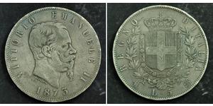 5 Lira Kingdom of Italy (1861-1946) Argento Victor Emmanuel II of Italy (1820 - 1878)