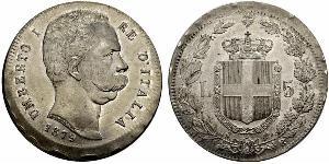5 Lira Kingdom of Italy (1861-1946) Argento Umberto I (1844-1900)