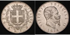 5 Lira Kingdom of Italy (1861-1946) Argento Victor Emmanuel II of Italy (1820 - 1878)