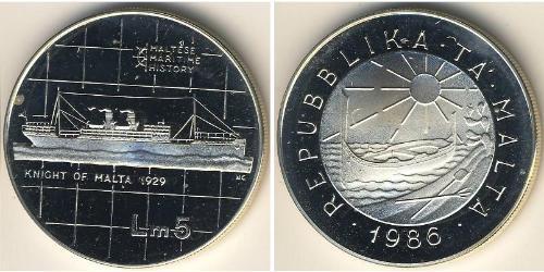 5 Lira Malta Argento 