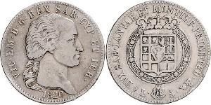 5 Lira Regno di Sardegna (1324 - 1861) Argento Vittorio Emanuele I di Savoia