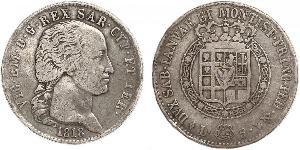 5 Lira Regno di Sardegna (1324 - 1861) Argento Vittorio Emanuele I di Savoia
