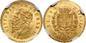 5 Lira Kingdom of Italy (1861-1946) Gold Victor Emmanuel II of Italy (1820 - 1878)