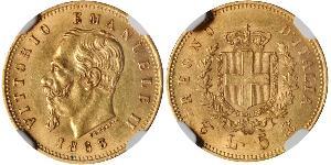 5 Lira Kingdom of Italy (1861-1946) Or Victor Emmanuel II of Italy (1820 - 1878)