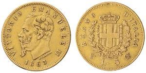 5 Lira Kingdom of Italy (1861-1946) Oro Victor Emmanuel II of Italy (1820 - 1878)