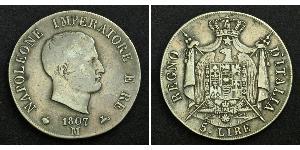 5 Lira Italia Plata Napoleón Bonaparte(1769 - 1821)