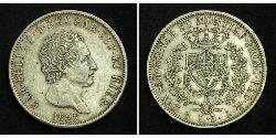 5 Lira Italian city-states Plata Carlos Félix de Cerdeña