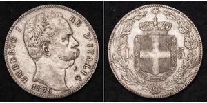 5 Lira Kingdom of Italy (1861-1946) Plata Umberto I (1844-1900)