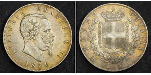 5 Lira Kingdom of Italy (1861-1946) Plata Victor Emmanuel II of Italy (1820 - 1878)