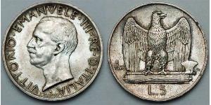 5 Lira Kingdom of Italy (1861-1946) Plata Víctor Manuel III de Italia (1869 - 1947)