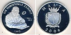 5 Lira Malta (1964 - ) Plata 