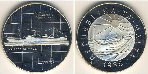 5 Lira Malta (1964 - ) Plata 