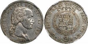 5 Lira Reino de Cerdeña (1324 - 1861) Plata Víctor Manuel I de Cerdeña