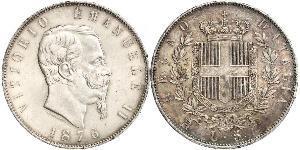 5 Lira Kingdom of Italy (1861-1946) Silber Victor Emmanuel II of Italy (1820 - 1878)