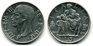 5 Lira Kingdom of Italy (1861-1946) Silber Viktor Emanuel III. (Italien) (1869 - 1947)