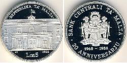 5 Lira Malta (1964 - ) Silber 