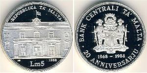 5 Lira Malta (1964 - ) Silber 
