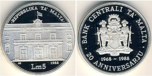 5 Lira Malta (1964 - ) Silber 