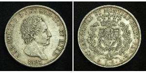 5 Lira Italian city-states Silver Charles Felix of Sardinia