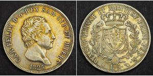 5 Lira Italian city-states Silver Charles Felix of Sardinia