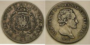 5 Lira Italian city-states Silver Charles Felix of Sardinia