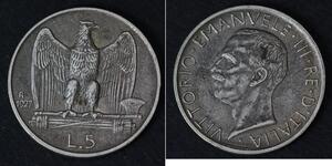 5 Lira Kingdom of Italy (1861-1946) Silver Victor Emmanuel III of Italy (1869 - 1947)