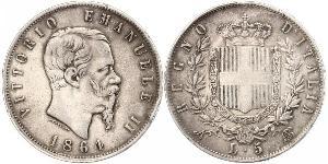 5 Lira Kingdom of Italy (1861-1946) Silver Victor Emmanuel II of Italy (1820 - 1878)