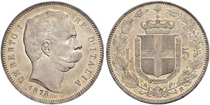 5 Lira Kingdom of Italy (1861-1946) Silver Umberto I (1844-1900)